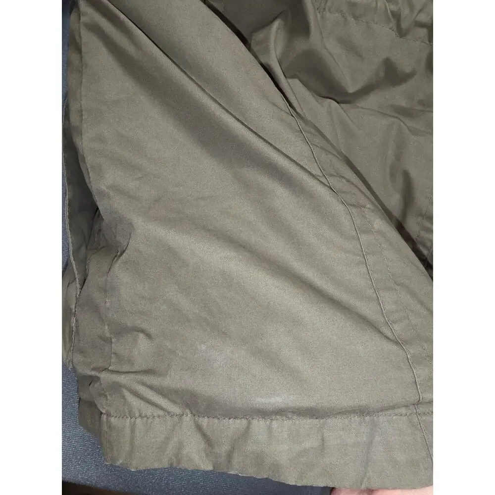 Mens Down Feather Parka Jacket Hooded Pockets Gorpcore Heavy Green Large